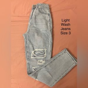 Denim Jeans Light Wash Distressed High Waist Size 3